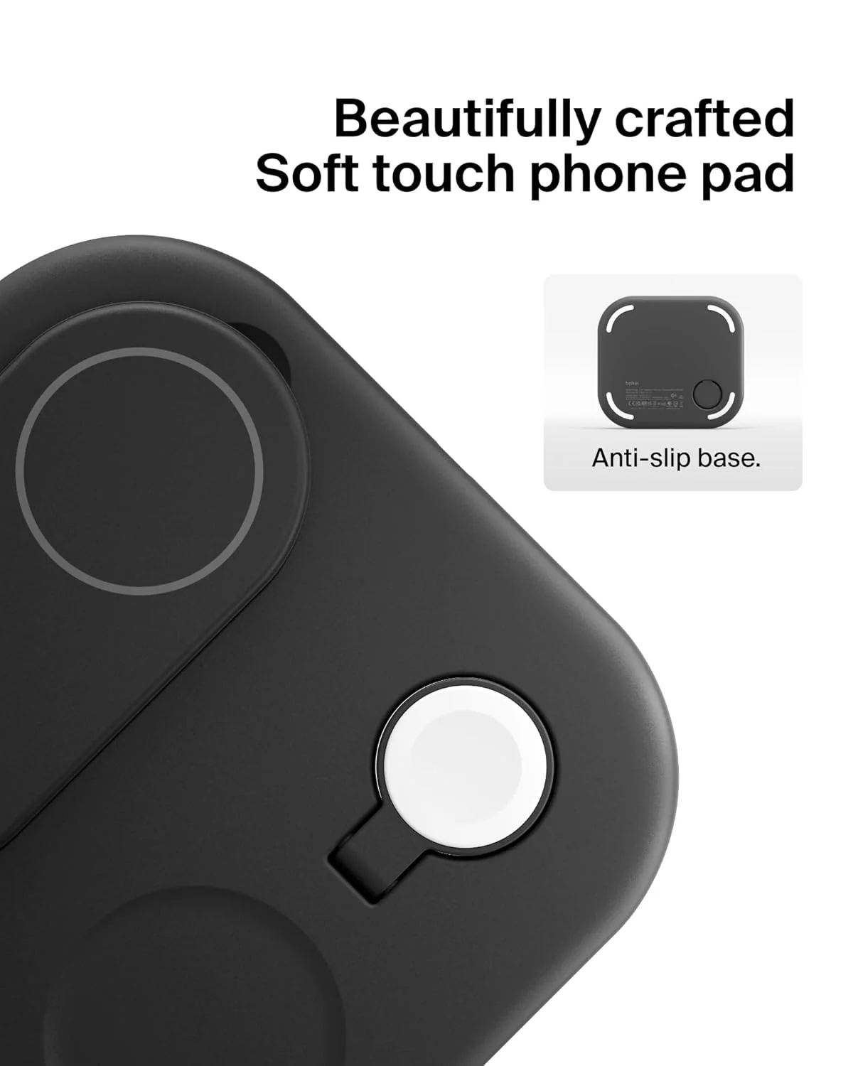 Belkin MagSafe Qi2 Wireless Charger | 3-in-1 Magnetic Foldable Charger with 15W | Fast Charger for iPhone 16, 15, Apple Watch, AirPods with Non-Slip Base | PSU Included | 36W Charger Included - Image 5