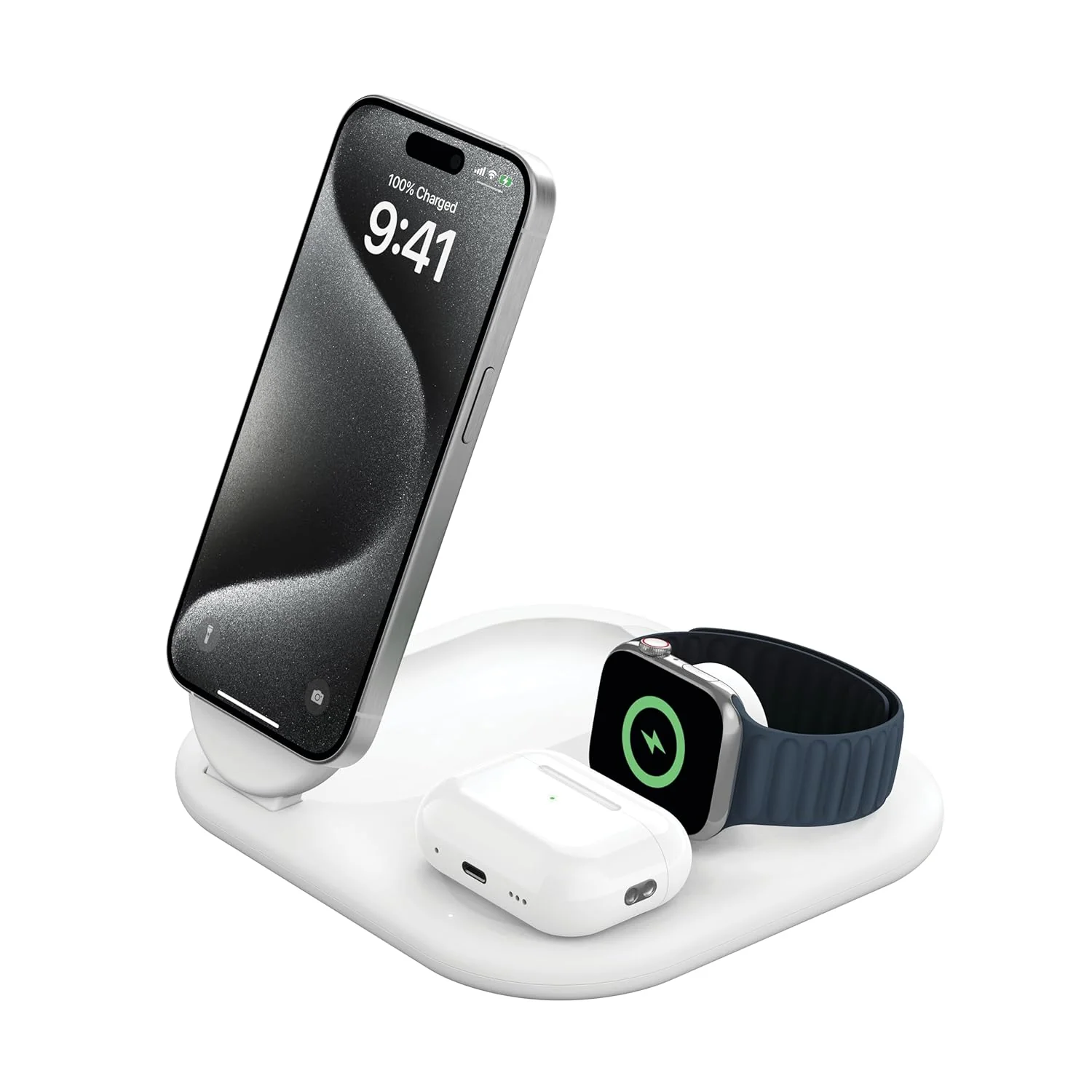 Belkin MagSafe Qi2 Wireless Charger | 3-in-1 Magnetic Foldable Charger with 15W | Fast Charger for iPhone 16, 15, Apple Watch, AirPods with Non-Slip Base | PSU Included | 36W Charger Included - Image 8