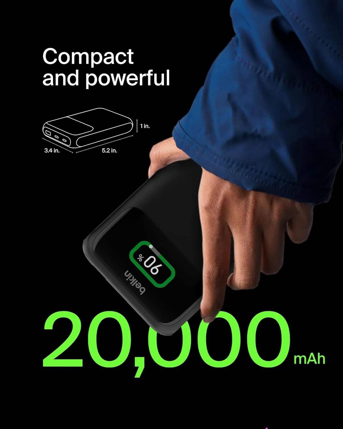 Belkin Power Bank 65W 20000 mAh | Mobile & Laptop Power Bank | 2 USB-C PD Port | Compatible for Lenovo,HP,Dell,Microsoft,MacBook,iPhone 17,iPad,Samsung Galaxy S25,Google Pixel 10 | 2 Years Warranty - Image 3