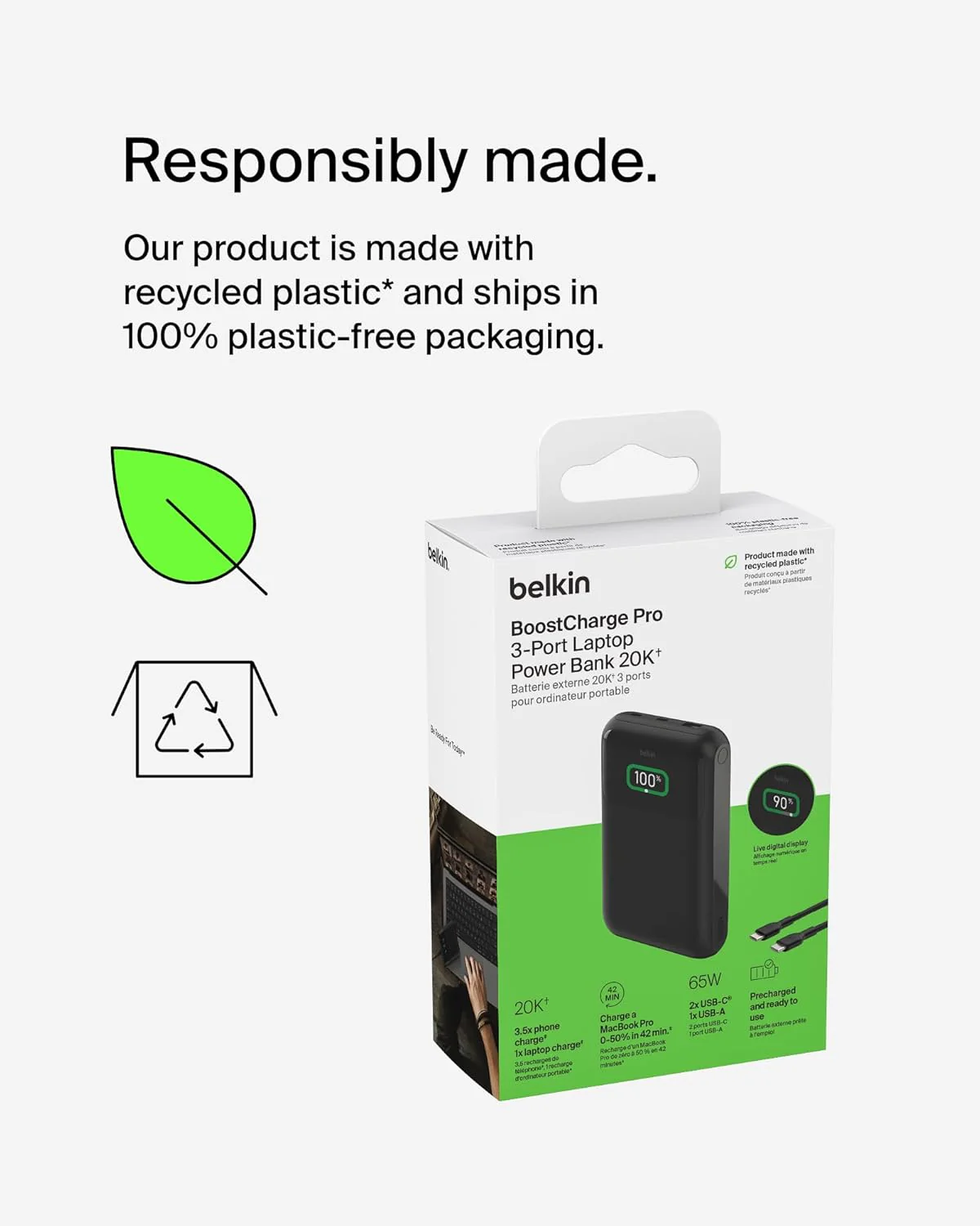 Belkin Power Bank 65W 20000 mAh | Mobile & Laptop Power Bank | 2 USB-C PD Port | Compatible for Lenovo,HP,Dell,Microsoft,MacBook,iPhone 17,iPad,Samsung Galaxy S25,Google Pixel 10 | 2 Years Warranty - Image 6
