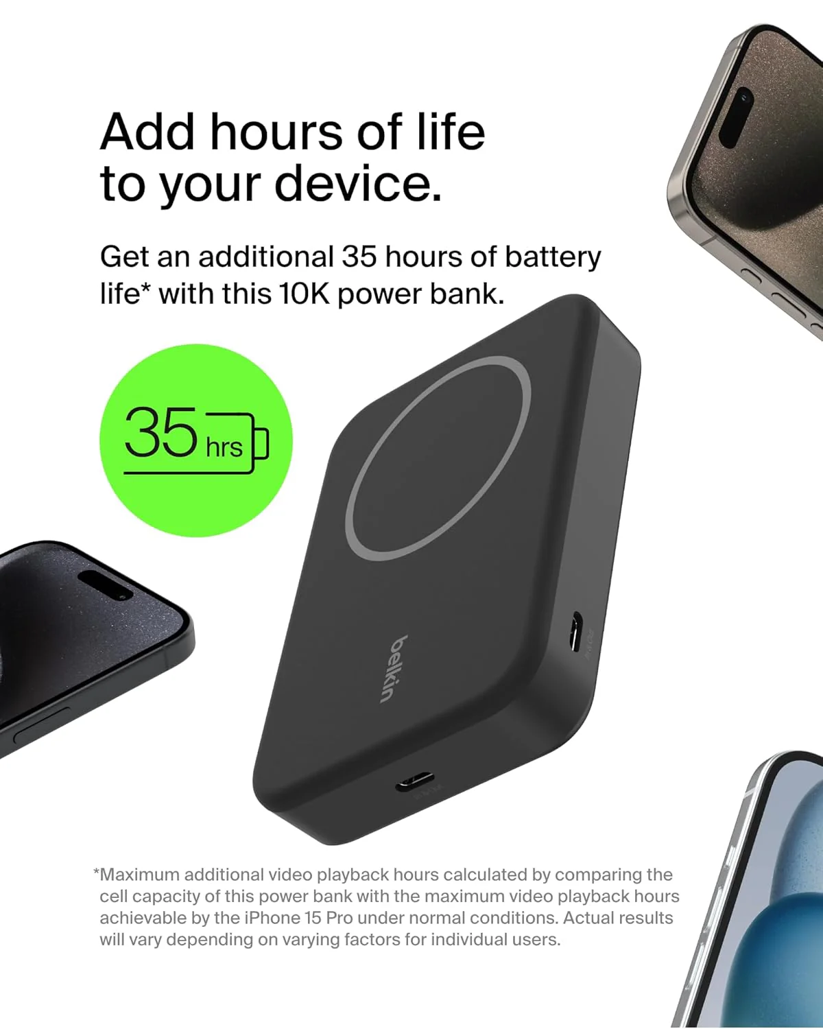 Belkin Qi2 10000 mAh Magsafe Wireless Power Bank | 15W Wireless Fast Charging, Compatible w/iPhone 17, Air, Pro, Pro Max, Google Pixel 10, etc. | 2 Years Warranty | Black (BRAND NEW/SEALED) - Image 6