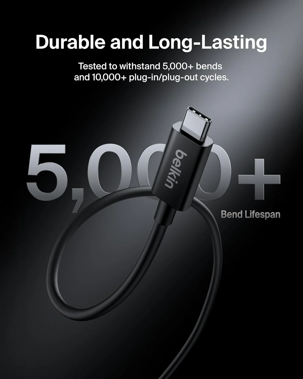 Belkin Thunderbolt 5 Cable USB-C USB4 120Gbps 240W High Speed Data Transfer Supports 4K/540Hz Heavy Duty for iPhone 16/MacBook/iPad Pro/iMac/Windows | USB-IF Certified | 1M Black - Image 7