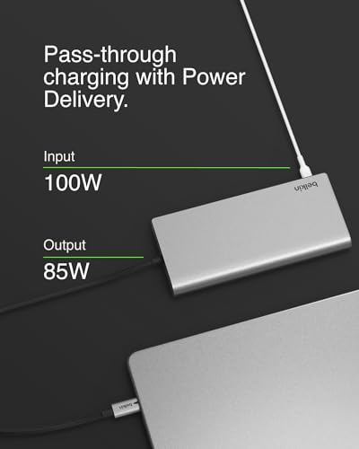 Belkin Universal USB-C 8-in-1 Dual Display Core Hub with 4K Dual Display,10Gbps, Data Transfer, 100W, PD, SiliconMotion, Compatible with MacBook M1, M2, M3, Windows, Chromebook and More- Space Gray - Image 3