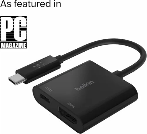Belkin USB-C to HDMI Adapter + Charge (Supports 4K UHD Video, Pass-Through Power up to 60W for Connected Devices) HDMI Adapter- Black - Image 2
