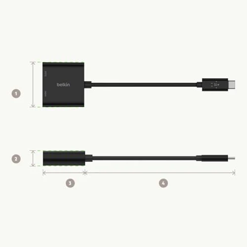 Belkin USB-C to HDMI Adapter + Charge (Supports 4K UHD Video, Pass-Through Power up to 60W for Connected Devices) HDMI Adapter- Black - Image 6