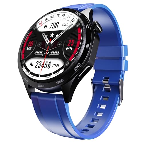 Boat Enigma Radiant Luxury Watch for Man w/1.43"(3.63 cm) AMOLED Display, AOD, Premium Metal Build, Round Dial, 200+Watch Faces, Upto 7 Days Battery Life, Fitness smartwatch for Men (Deep Blue)