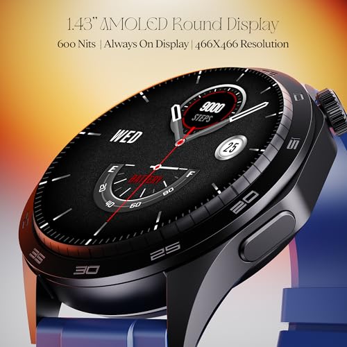 Boat Enigma Radiant Luxury Watch for Man w/1.43"(3.63 cm) AMOLED Display, AOD, Premium Metal Build, Round Dial, 200+Watch Faces, Upto 7 Days Battery Life, Fitness smartwatch for Men (Deep Blue) - Image 3