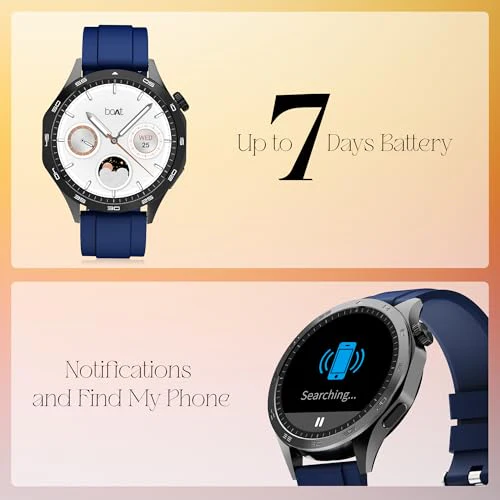 Boat Enigma Radiant Luxury Watch for Man w/1.43"(3.63 cm) AMOLED Display, AOD, Premium Metal Build, Round Dial, 200+Watch Faces, Upto 7 Days Battery Life, Fitness smartwatch for Men (Deep Blue) - Image 7