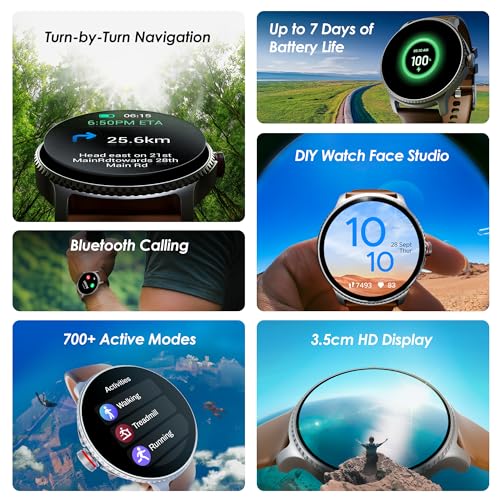 Boat Lunar Discovery w/ 1.39" (3.5 cm) HD Display, Turn-by-Turn Navigation, DIY Watch Face Studio, Bluetooth Calling, Emergency SOS, QR Tray, Smart Watch for Men & Women(Brown) - Image 2