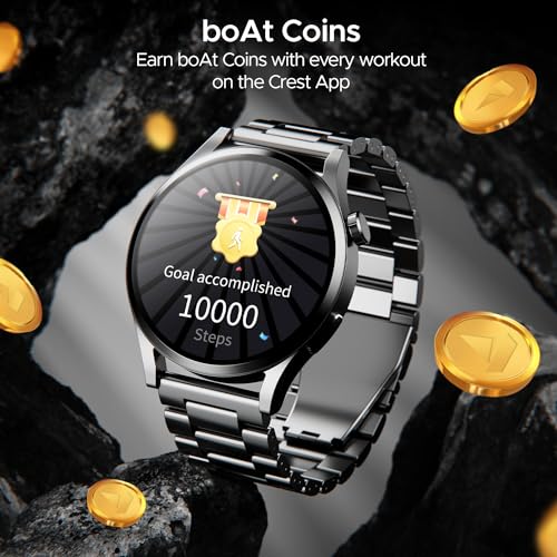Boat Lunar Embrace w/Vibrant 1.51" (3.8 cm) AMOLED Display,Premium Metal Design, Functional Crown, 100+ Sports Mode, Animated Watch Faces, Built-in Games, Smart Watch for Men & Women(Steel Black) - Image 3