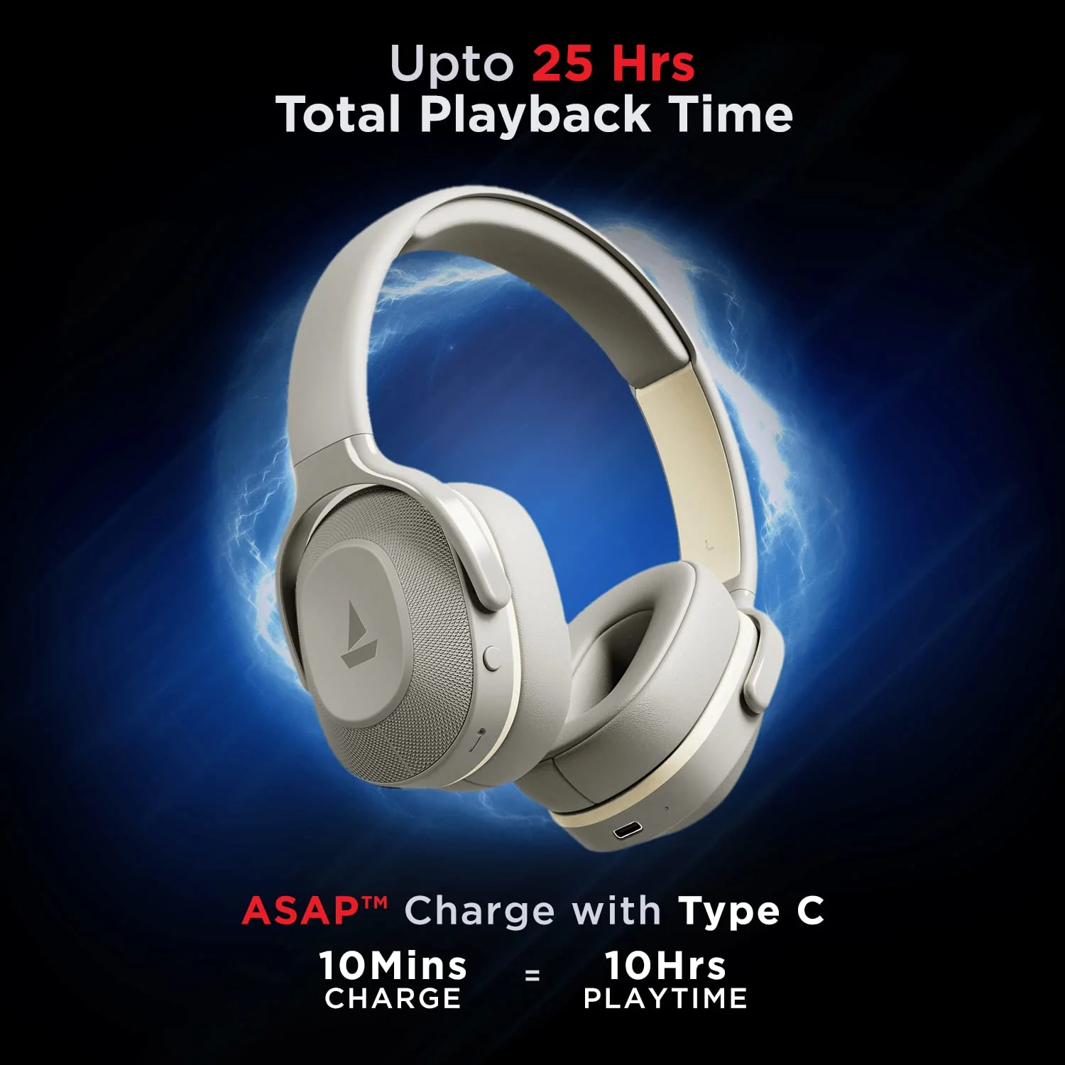 Boat Rockerz 425, ENx Tech, ASAP Charge, 25H Battery, Dual Pair, Stream Ad Free Music via App Support, Bluetooth Headphones, Wireless Over Ear Headphone with Mic (Ash Grey) - Image 3
