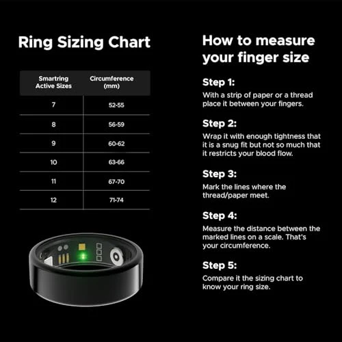 Boat SmartRing Active Plus, Auto HR, Sleep, SpO2, Stress & Skin Temperature Monitor, Stainless-Steel Build, 5 ATM, Weighs Only 5 gm, Portable Charging Case, Smart Ring for Men - Image 2