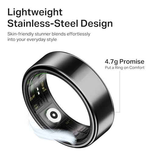 Boat SmartRing Active Plus, Auto HR, Sleep, SpO2, Stress & Skin Temperature Monitor, Stainless-Steel Build, 5 ATM, Weighs Only 5 gm, Portable Charging Case, Smart Ring for Men - Image 6