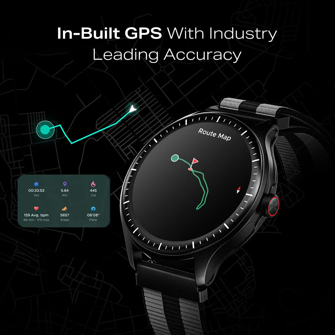 Boat Valour Watch 1 GPS, AI Based Auto Gym Mode, Built-in GPS, Advanced X2 Chip, 6-axis sensors, 3 ATM,15 Days Battery,1.43" AMOLED Display w/Gorilla Glass Smart Watches for Man (Fusion Grey) - Image 7