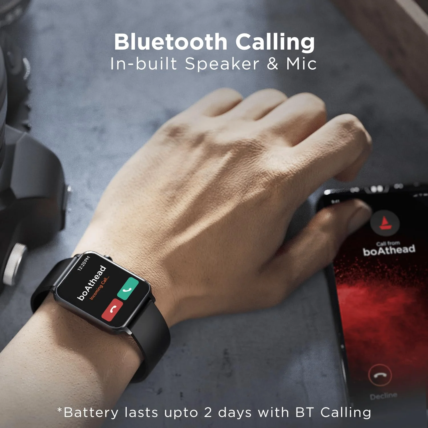 Boat Wave Call Smart Watch for Men & Women, Bluetooth Calling, 1.69" (4.2 cm) Display w/ 550 NITS, 150+ Watch Faces, Multi-Sport Modes,HR,SpO2, IP68 (Bold Black) - Image 2