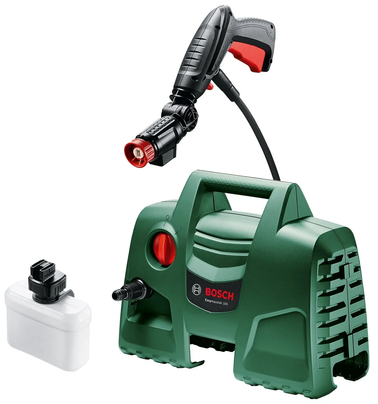 BOSCH Easy Aquatak 100 | 1100-watt Motor | Max Pressure- 100 Bar | High Pressure Washer with Double Filtration | 360° Gun, Self-Priming | Flow Rates up to 270 l/h | 3.1 Kg (Without Detergent Bottle)