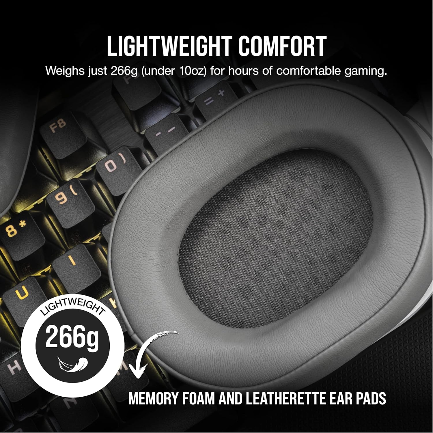 Corsair HS55 Wireless Gaming Headset, White. Low-Latency 2.4Ghz Wireless or Bluetooth, Dolby ® Audio 7.1 Surround Sound, Omni-Directional Microphone with Flip-to-Mute Function - Image 5