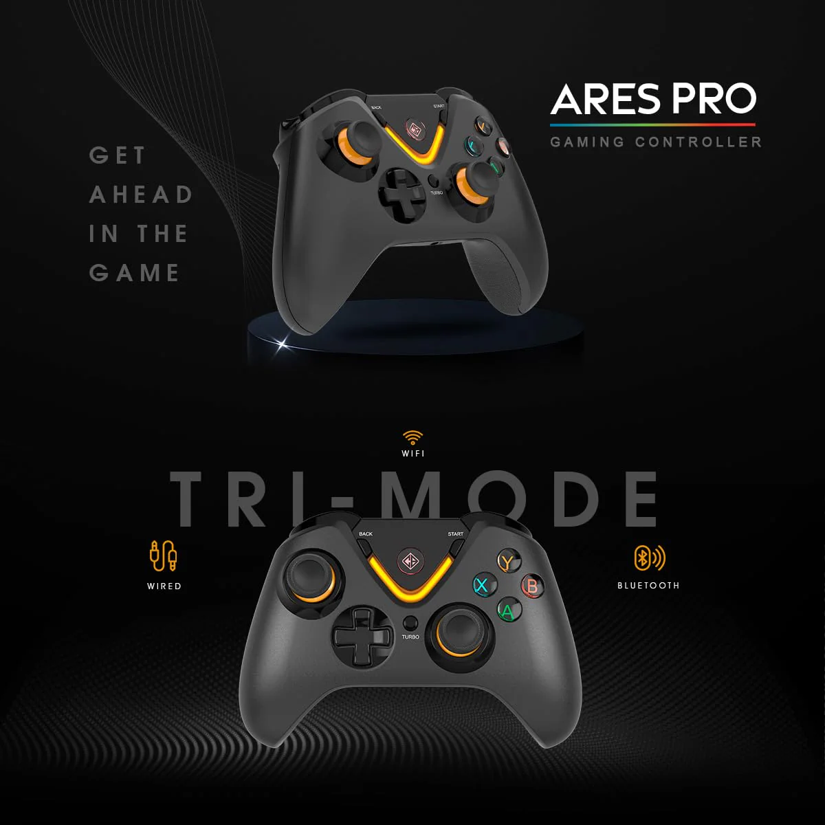 Cosmic Byte Ares Tri-Mode Wireless, Bluetooth, Wired Controller for PC – 2.4GHz, Bluetooth, USB-C Wired, Hall Effect Joysticks, Hall Effect Triggers, Turbo, Auto Turbo,Dual Vibration with levels - Image 2