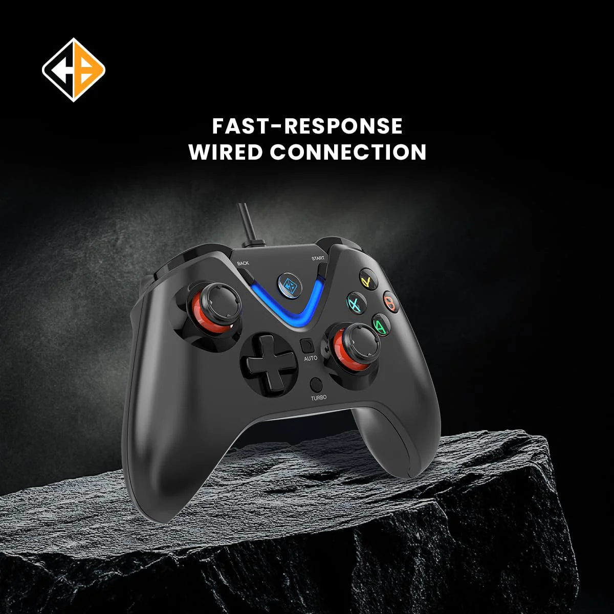 Cosmic Byte ARES Wired Controller for PC, Magnetic Triggers, Accurate Joysticks, Dual Vibration, Backit LED Buttons (Black) - Image 2