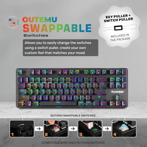 Cosmic Byte CB-GK-16 Firefly TKL Mechanical Gaming Keyboard | Per-Key RGB | 3 PIN Swappable Outemu Blue Switches | Upgraded with Detachable USB-C Port | Macro & Software Support (Black) - Image 2