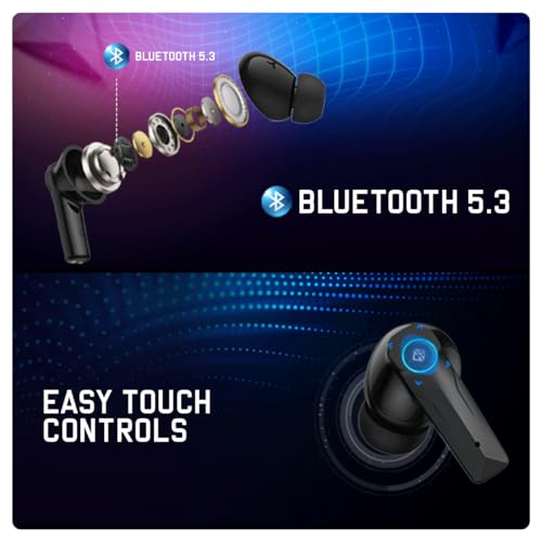 Cosmic Byte CosmoBuds X50 True Wireless Earbuds (TWS), BT 5.3, 40ms Latency GOD Mode™, Music Mode, RGB, 40Hrs, ENC, DNS Quad Mics, IPX5, Voice Assistant (Black) - Image 3
