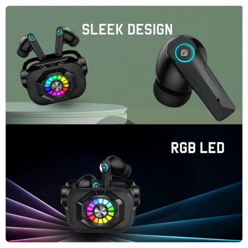 Cosmic Byte CosmoBuds X50 True Wireless Earbuds (TWS), BT 5.3, 40ms Latency GOD Mode™, Music Mode, RGB, 40Hrs, ENC, DNS Quad Mics, IPX5, Voice Assistant (Black) - Image 5