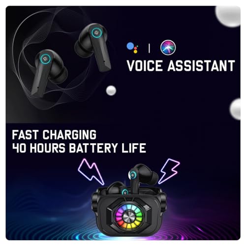 Cosmic Byte CosmoBuds X50 True Wireless Earbuds (TWS), BT 5.3, 40ms Latency GOD Mode™, Music Mode, RGB, 40Hrs, ENC, DNS Quad Mics, IPX5, Voice Assistant (Black) - Image 6