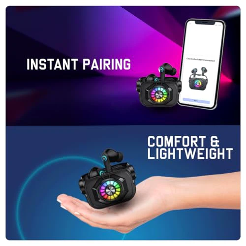 Cosmic Byte CosmoBuds X50 True Wireless Earbuds (TWS), BT 5.3, 40ms Latency GOD Mode™, Music Mode, RGB, 40Hrs, ENC, DNS Quad Mics, IPX5, Voice Assistant (Black) - Image 7