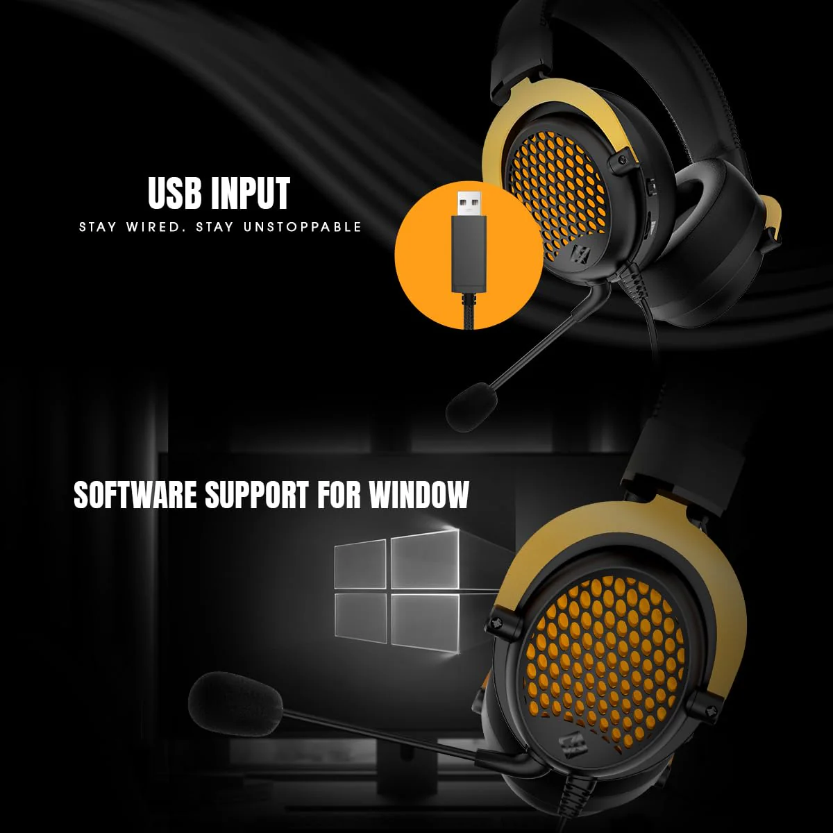 Cosmic Byte CryoCore 7.1 Surround Wired Gaming Headset with Noise-Cancelling Mic, Honeycomb Metal Design, Braided Cable, PC Software & PS4/PS5 3D Audio Support (Black) - Image 5