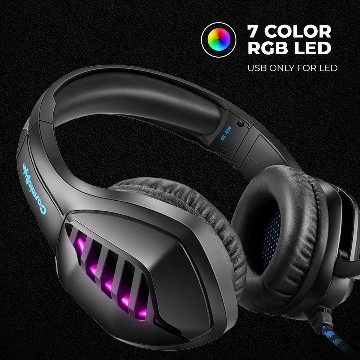 Cosmic Byte GS430 Gaming wired over ear Headphone, 7 Color RGB LED and Microphone - Image 3