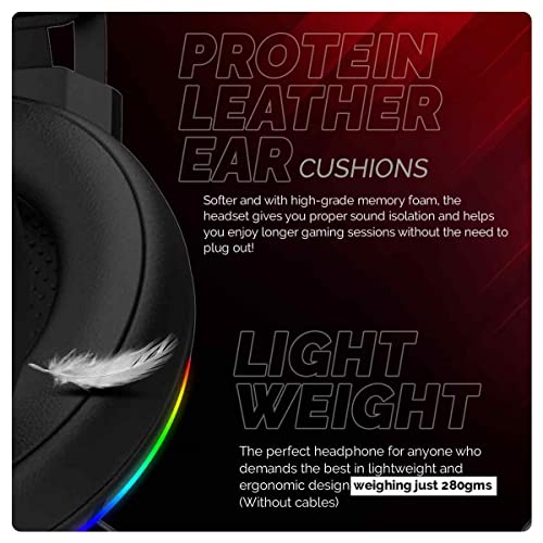 Cosmic Byte Proteus Headset Dual Input USB and 3.5mm, 7.1 Surround Sound, RGB LED, ENC Microphone, Memory Foam Earcushions, Windows Software (Black) - Image 4