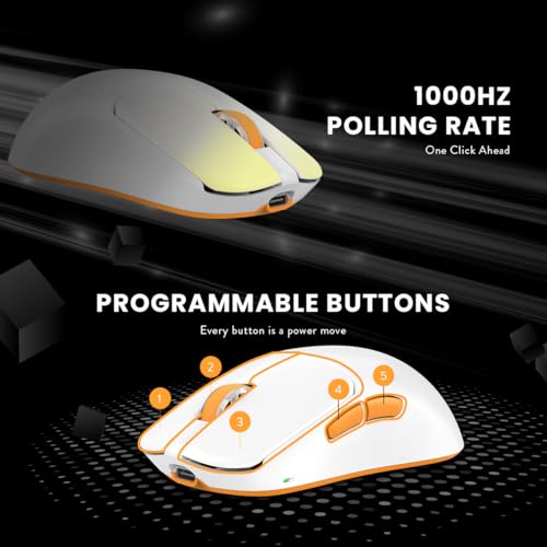 Cosmic Byte Velox 39g Ultra-Light Tri-Mode Gaming Mouse | PixArt PAW3395 Sensor | 26,000 DPI | 650 IPS | 50G Acceleration | Paracord Cable | PTFE Feet | 1000Hz Polling | 230mAh Battery (White) - Image 3