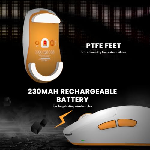 Cosmic Byte Velox 39g Ultra-Light Tri-Mode Gaming Mouse | PixArt PAW3395 Sensor | 26,000 DPI | 650 IPS | 50G Acceleration | Paracord Cable | PTFE Feet | 1000Hz Polling | 230mAh Battery (White) - Image 5