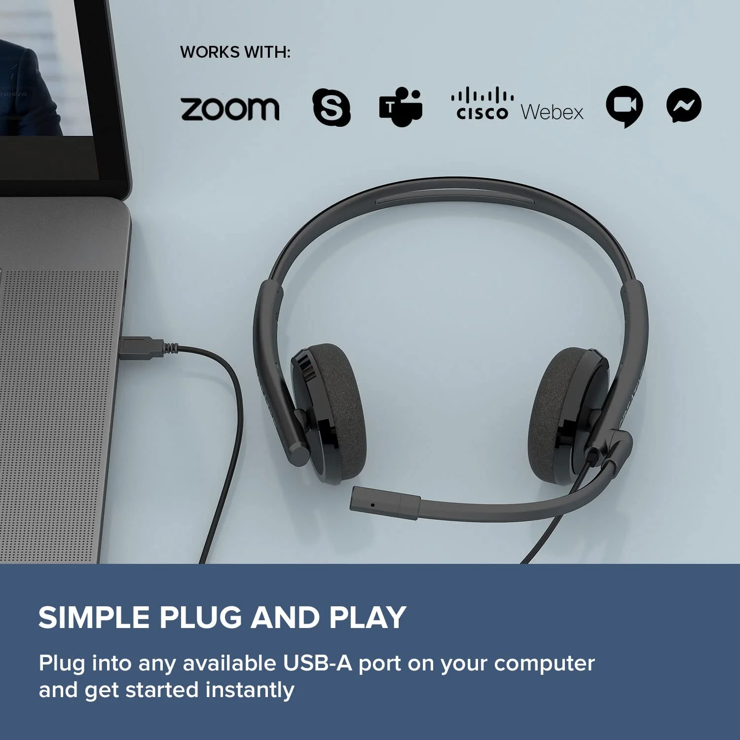 Creative Hs-220 USB Headset with Noise-Cancelling Mic and Inline Remote - On Ear, Black - Image 4