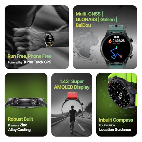 CULT Sprint Running smartwatch with Built-in Turbo Track GPS, Multi-GNSS, GLONASS, Galileo & Beidou, 1.43” AMOLED Display, Compass, Strava, Health Tracking, Bluetooth Calling - Image 2