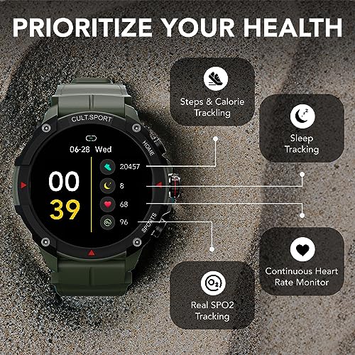 CULTSPORT Ranger XR 1.43" AMOLED Smartwatch,Outdoor Rugged Smartwatch for Men, 850 NITS, Always On Display, Bluetooth Calling, 420mAh Battery, Sports Recognition, Health Tracking, Round Digital Watch - Image 6
