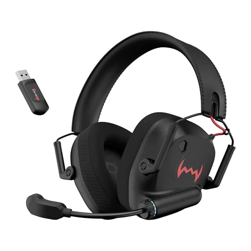 daWg HeadBug G60 Lightweight Wireless Gaming Headphones, 20ms Ultra Low Latency (2.4GHz), Bluetooth v5.4, 40mm Neodymium Drivers, Crystal Clear Mic, Soft Leatherlite Headband, for PS5, PS4, PC, Mobile
