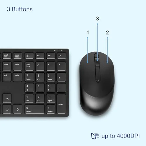 Dell KM5221W Pro Wireless Keyboard and Mouse, Plunger, QWERTY International English, Volume, Mute Hot Keys, 3 Buttons, 1600 dpi, 2.4 GHz, 3 Years - Advanced Exchange Warranty - Image 4