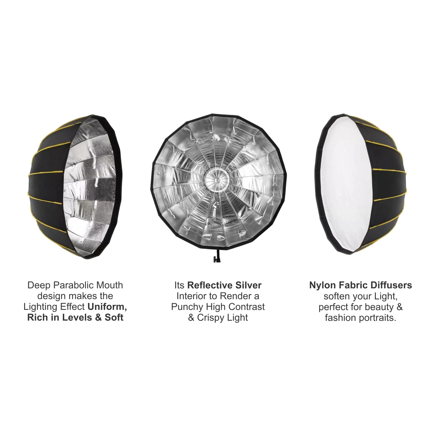 Digitek 65cm Beauty Dish Softbox DDSBH-65, Collapsible, Transportable, Lightweight Bowen Mount for Photography & Studio Lighting with Removable Diffuser - Image 3