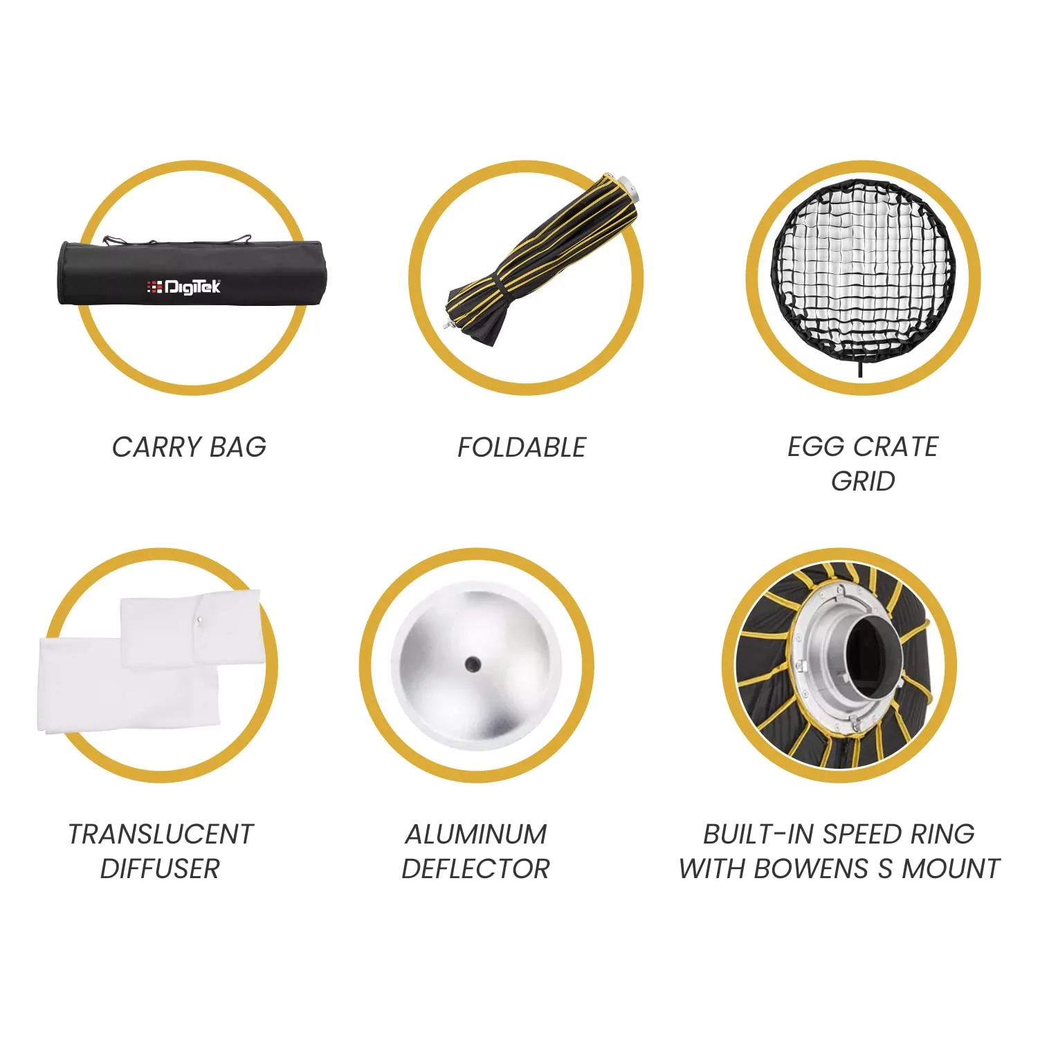Digitek 65cm Beauty Dish Softbox DDSBH-65, Collapsible, Transportable, Lightweight Bowen Mount for Photography & Studio Lighting with Removable Diffuser - Image 5
