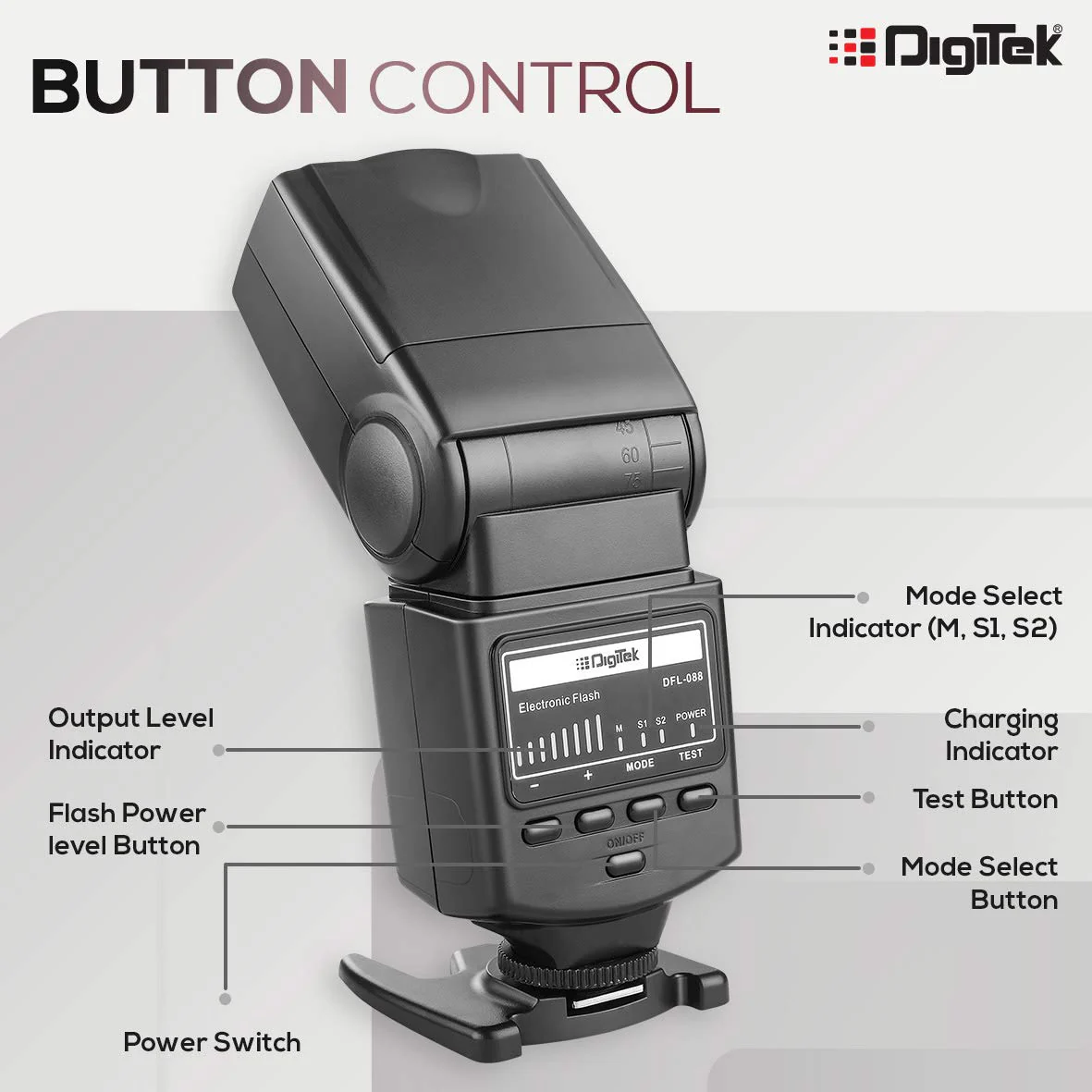 DIGITEK® (DFL-088) Universal Electronic Flash Speedlite for DSLR Cameras Canon Nikon Pentax Olympus with Standard Hot Shoe Mount (Without Trigger) - Image 4