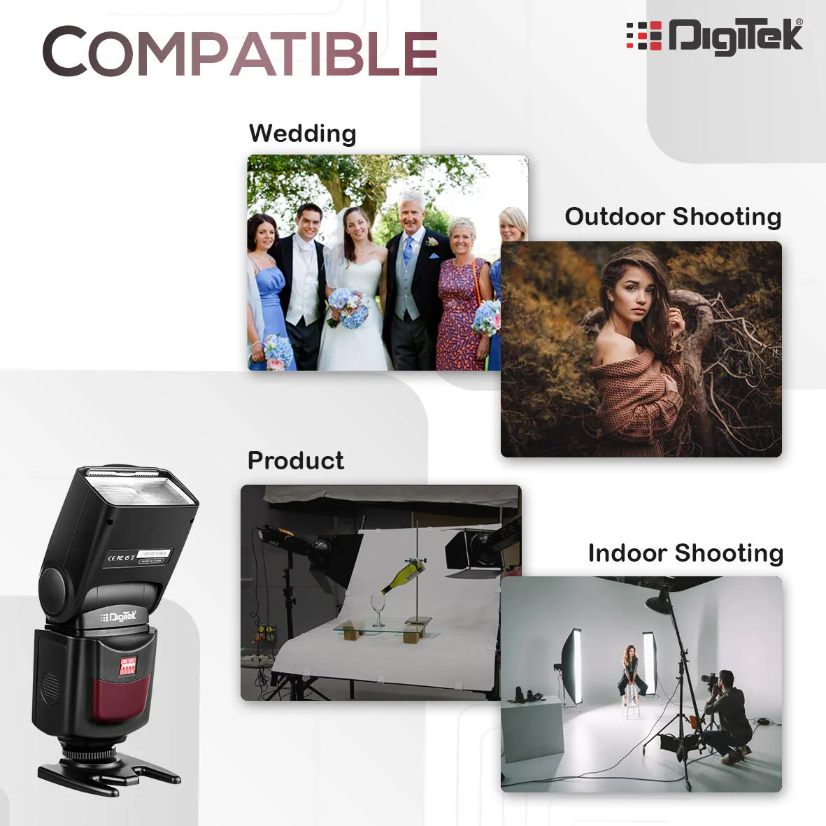 DIGITEK® (DFL-088) Universal Electronic Flash Speedlite for DSLR Cameras Canon Nikon Pentax Olympus with Standard Hot Shoe Mount (Without Trigger) - Image 5