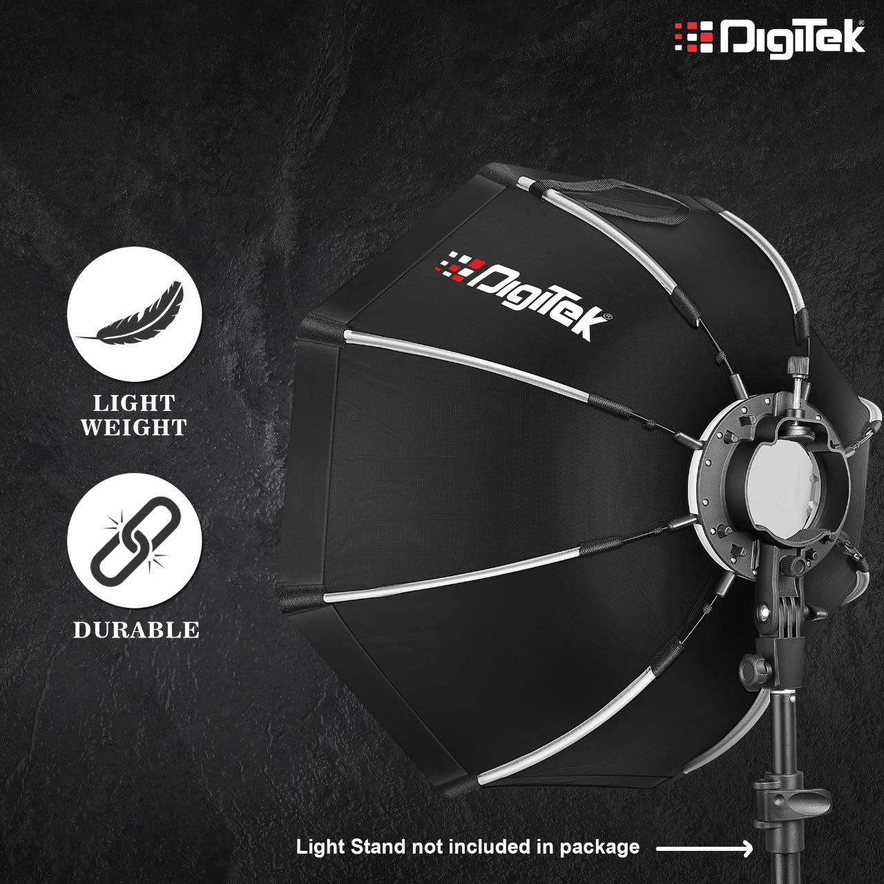 DIGITEK® (DSBH-055) 55cm Octa Soft Box Kit with S2 Type Bracket, 2 White Diffuser, Silver Particle Baffle & Collapsible Nylon Cover, Compatible with All Speedlights (Carry Case Included) - Image 4