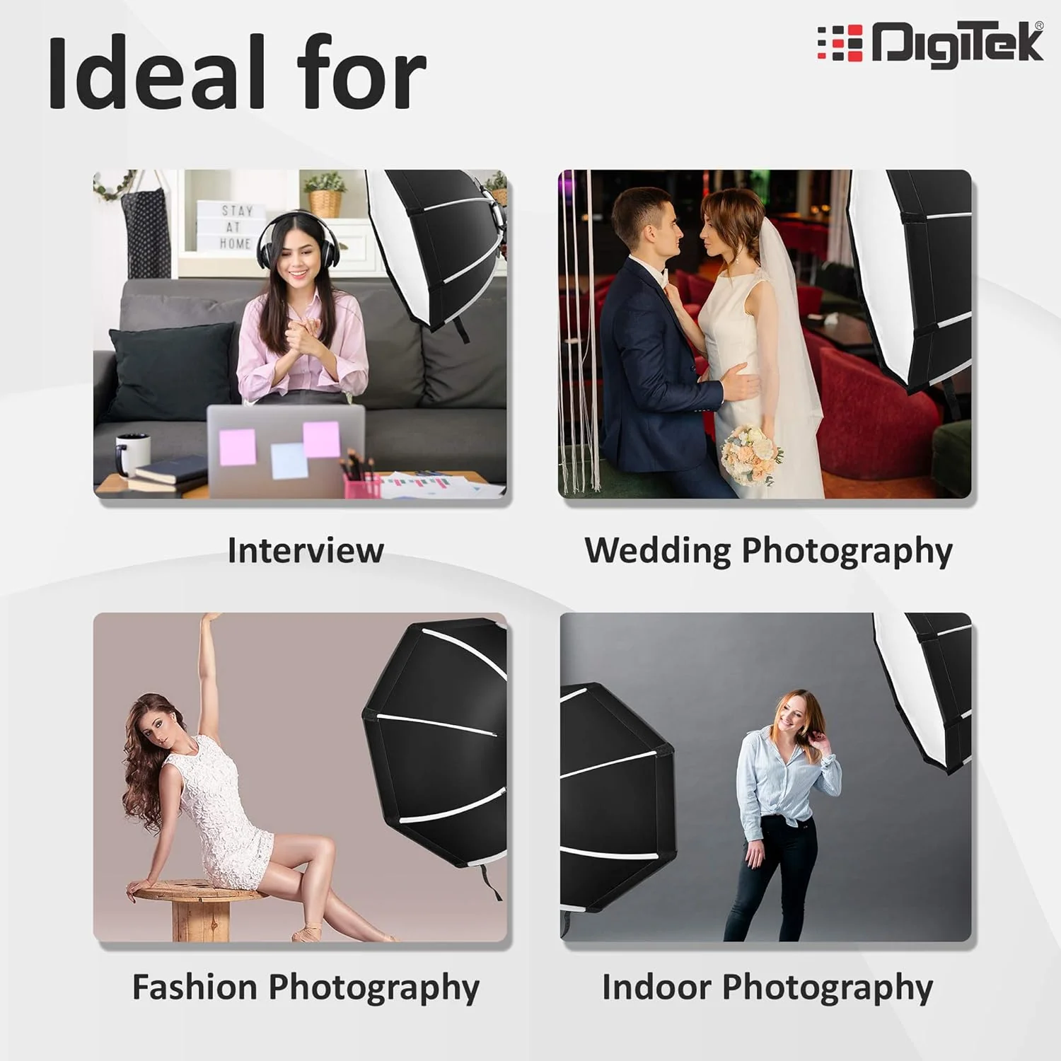 DIGITEK® (DSBH-055) 55cm Octa Soft Box Kit with S2 Type Bracket, 2 White Diffuser, Silver Particle Baffle & Collapsible Nylon Cover, Compatible with All Speedlights (Carry Case Included) - Image 6
