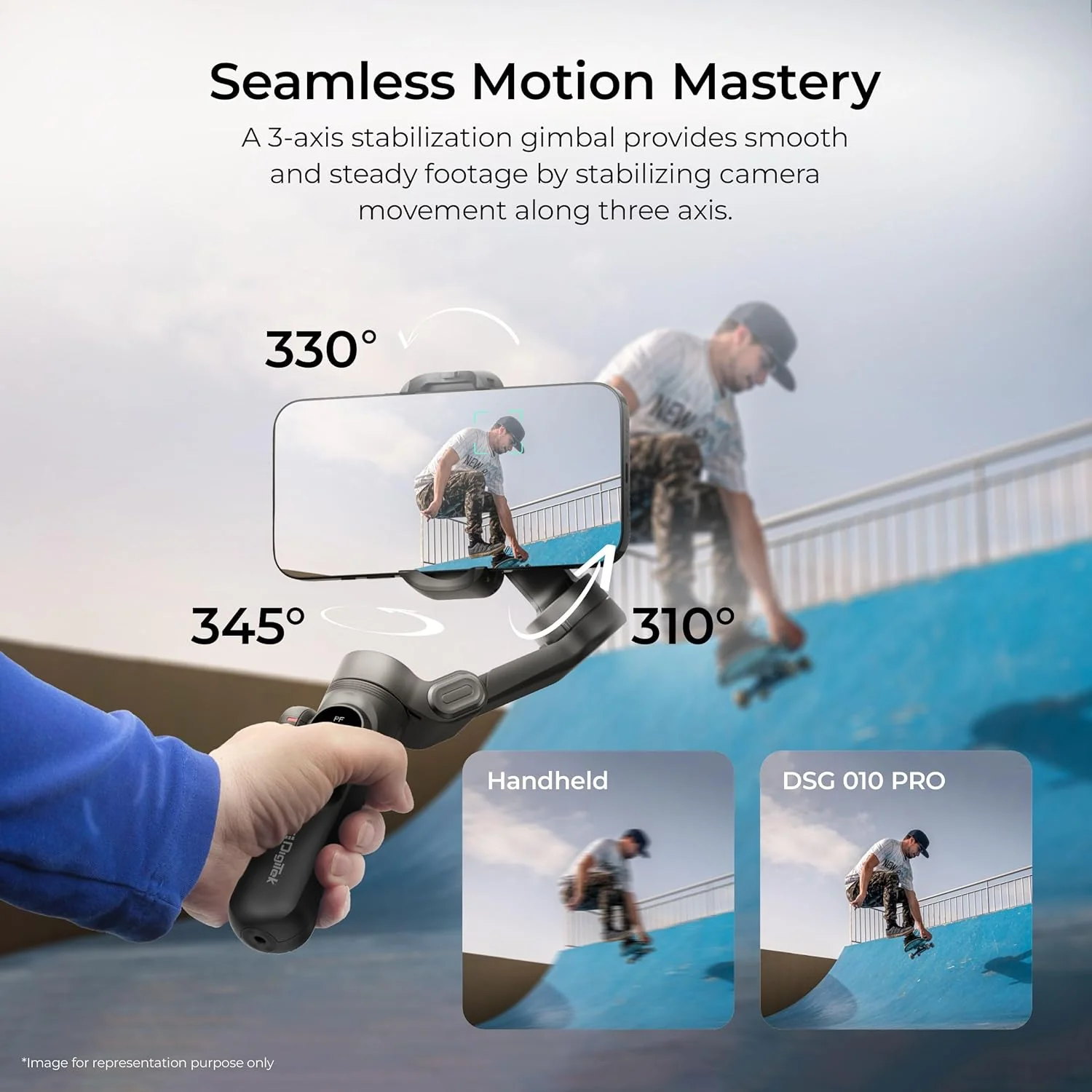 Digitek (DSG-010 PRO) 3-Axis Black Smartphone Gimbal Pocket Size Foldable with Wireless Charging, 8 Creative Filming Modes, OLED Display & AI Face/Object Tracking, Android & iOS - Image 4