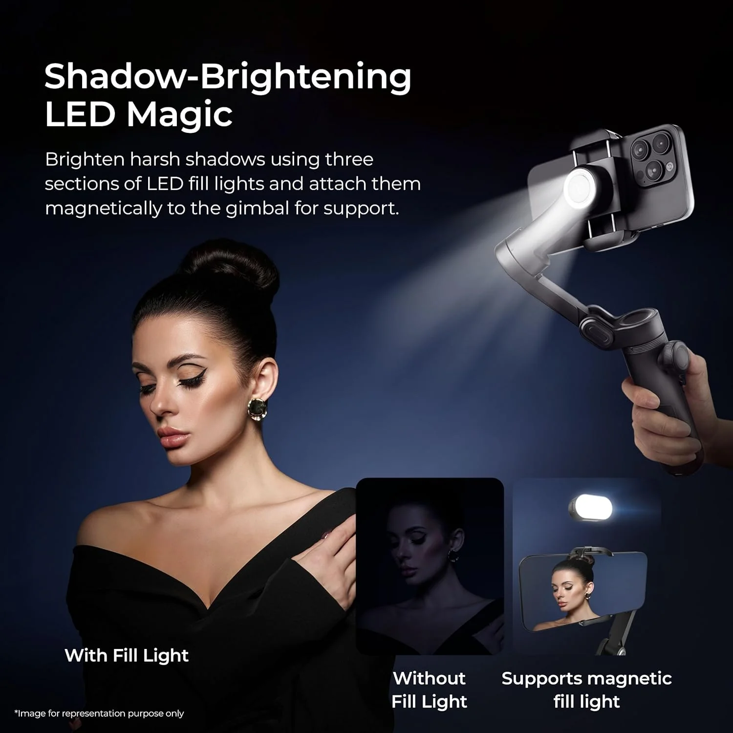 Digitek (DSG-010 PRO) 3-Axis Black Smartphone Gimbal Pocket Size Foldable with Wireless Charging, 8 Creative Filming Modes, OLED Display & AI Face/Object Tracking, Android & iOS - Image 6