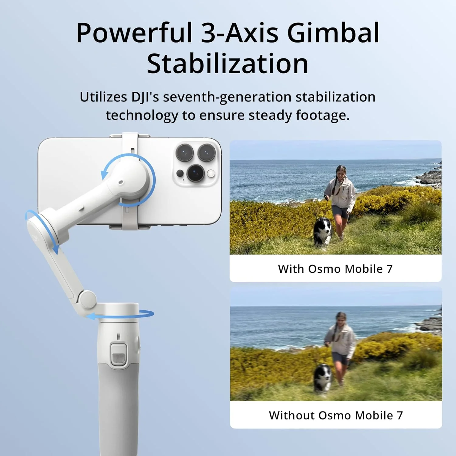 DJI Osmo Mobile 7 Gimbal Stabilizer for iPhone, Android, Built-in Tripod, Ultra-Light, 3-Axis Phone Gimbal,Activetrack 7.0,One-Tap Edit,Phone Charging Vlogging Stabilizer YouTube Video, White - Image 9