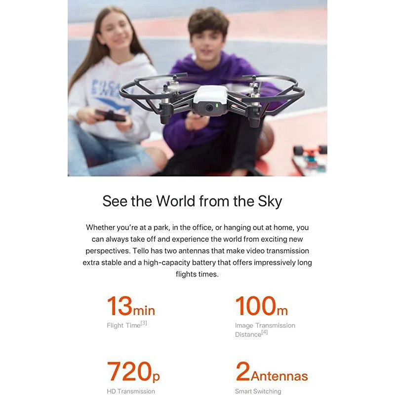 DJI Tello Drone with 5MP HD Camera 720P Wi-Fi FPV 8D Flips Bounce Mode Quadcopter, White - Image 7