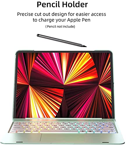 doqo Smart Keyboard Case for iPad Pro & Air with Trackpad with Backlit Keyboard,Advanced 5.1 Bluetooth, (11/10.9 Inch (Green), Detachable ABS) - Image 2