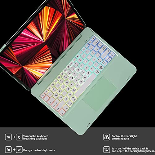 doqo Smart Keyboard Case for iPad Pro & Air with Trackpad with Backlit Keyboard,Advanced 5.1 Bluetooth, (11/10.9 Inch (Green), Detachable ABS) - Image 3